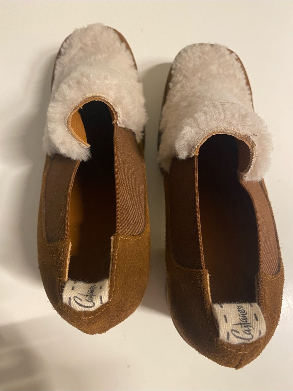 Castaner Elsa Platform Loafer Heels Brown Suede with Shearling topper size 7.5 - Picture 6 of 8